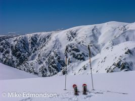 Skiers view The western faces from Alice Rawson Peak